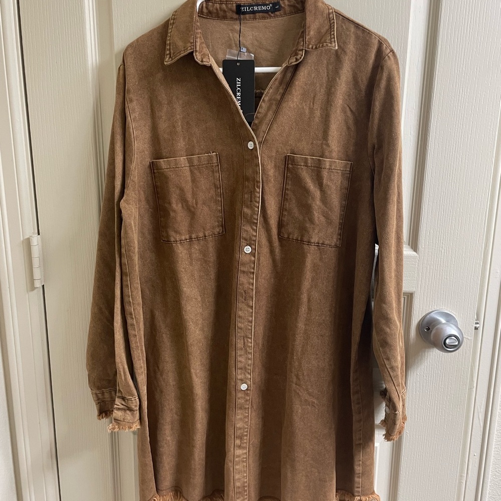Zelchino Brown Button-Up Shirt Dress